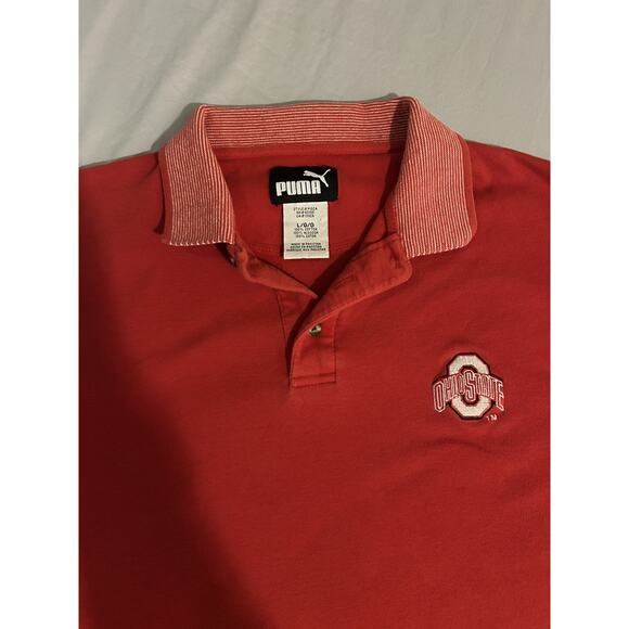 Puma Ohio State Buckeyes Red Polo Shirt Men's LARGE Classic Style (100% Cotton) - Picture 2 of 7
